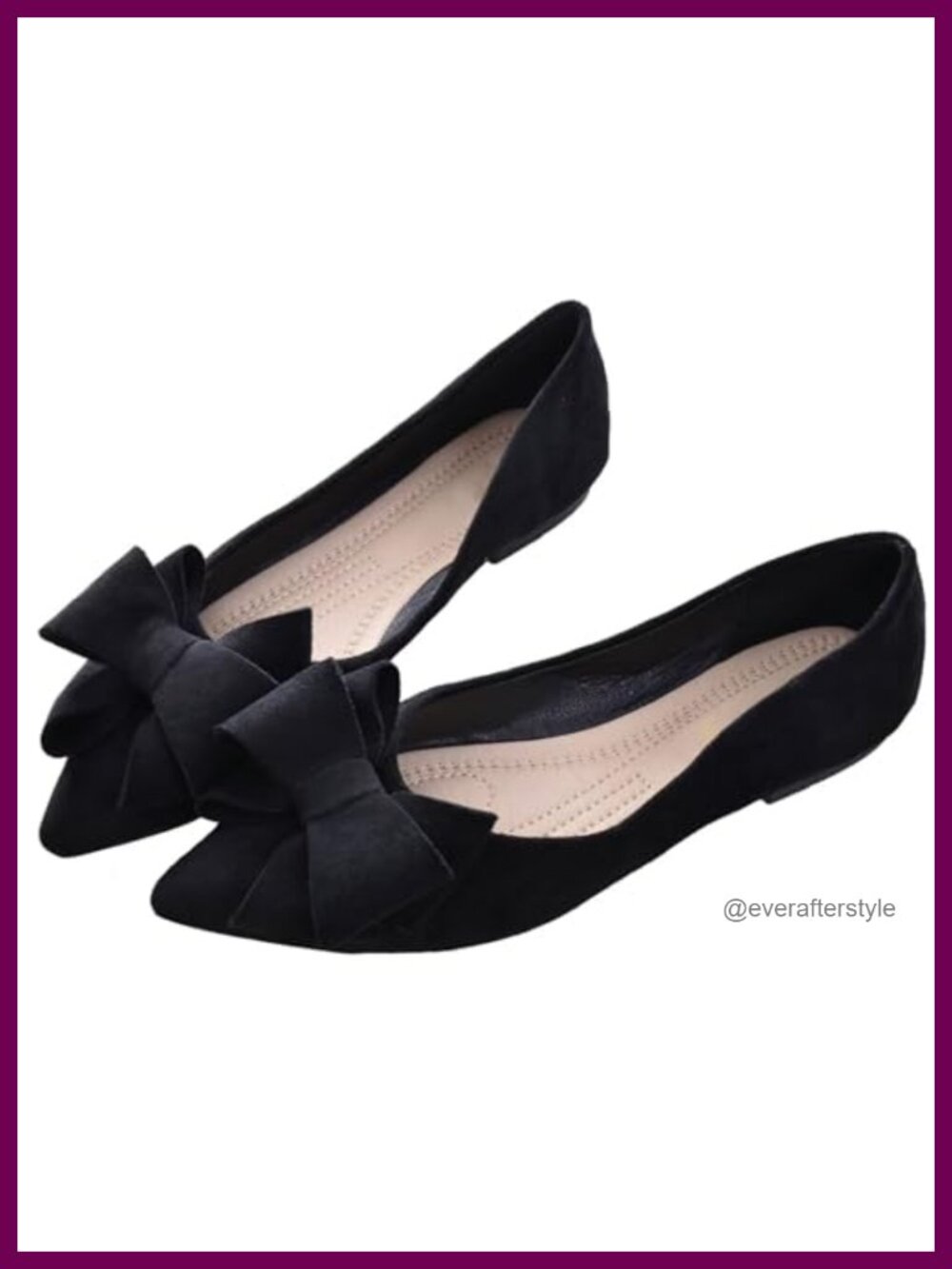 Womens Pointed Toe Suede Ballet Flats Slip-On Bow Knot Casual